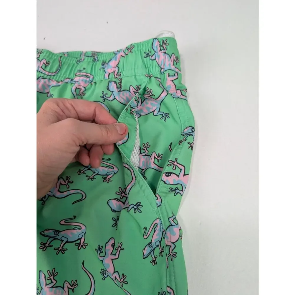 Me Undies Men's Large Green Chameleon Lizard Print Swim Shorts